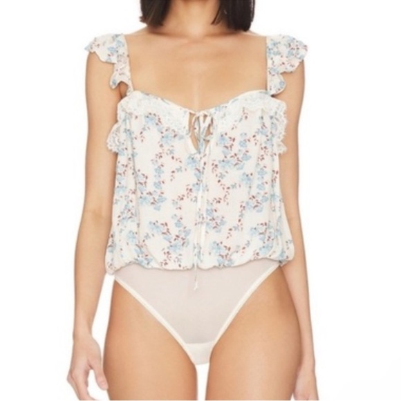Free People Tops - Intimately Free People Bodysuit Womens Size Small Cream Floral Take it Away NWT